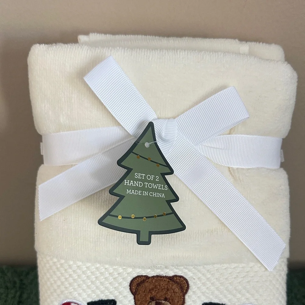 Balsam & Fir Holiday Christmas Teddy Bear 🧸 Hand Towels Snowman ⛄️ Set of 2 NEW!